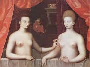 School of Fontainebleau Gabrielle d'Estrees and One of Her Sisters (mk05) oil painting artist